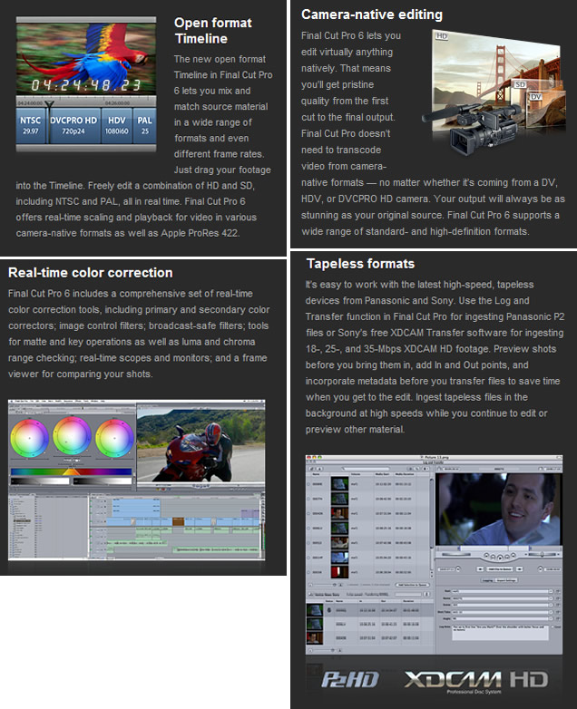 Includes Final Cut Pro 6