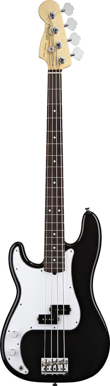 American Standard P Bass Left Handed - Black with Case - Rosewood