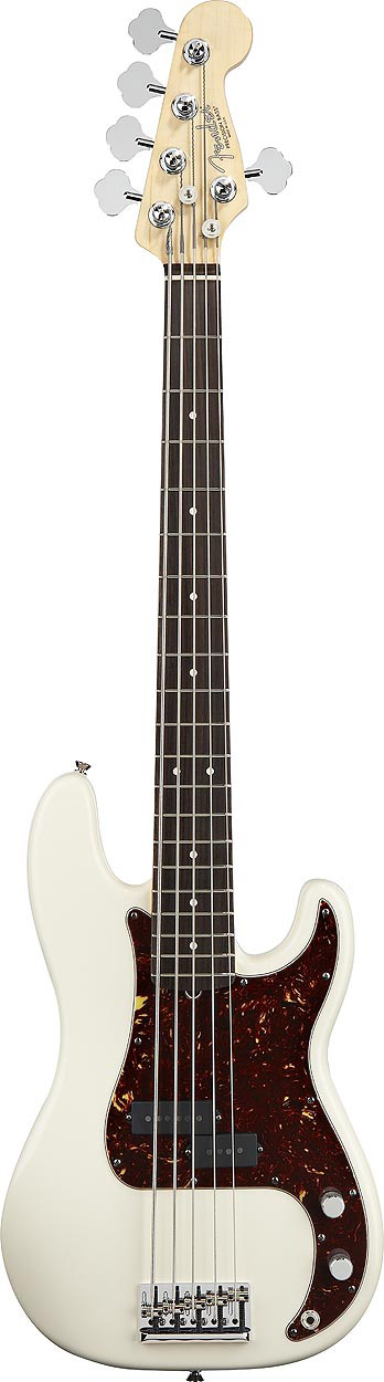 American Standard Precision Bass V - Olympic White with Case - Rosewood