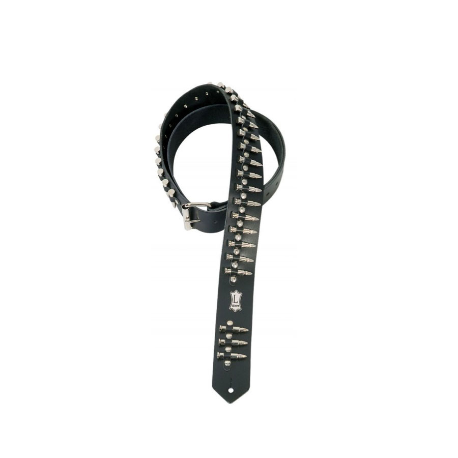 Levys PM282B Bullets Metal Bullets Leather Guitar Strap Black, New
