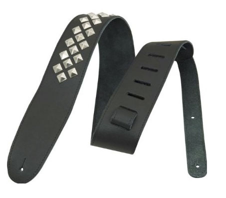 Leather Guitar Strap with Diamond Studs