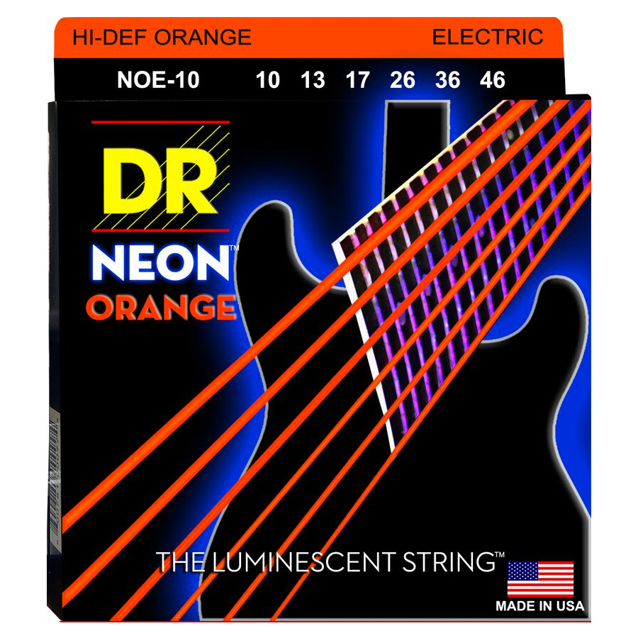 N0E-10 Neon Phosphorescent Electric Guitar Strings - Orange
