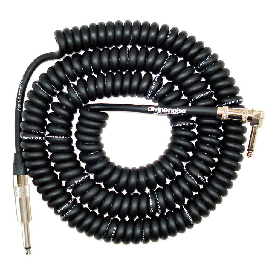 Curly Cable Straight to Right Angle 30 Ft. Black