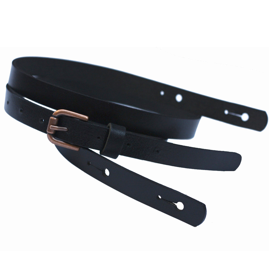 Old Style Skinny Rockabilly Guitar Strap - Black