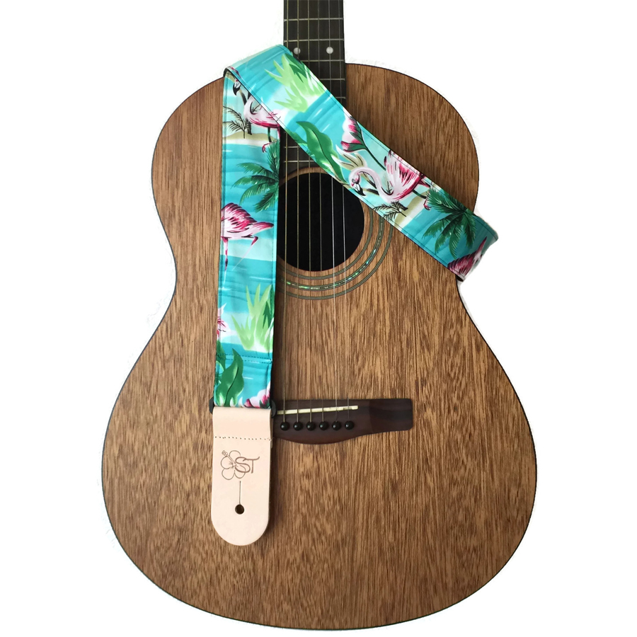 Hawaiian and Conversational Guitar Straps Flamingo