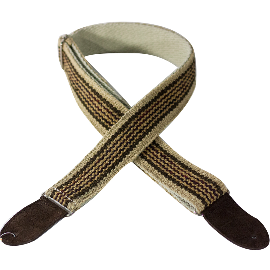 Peruvian Strap - Tan with Multi Color Earthtone Stripes