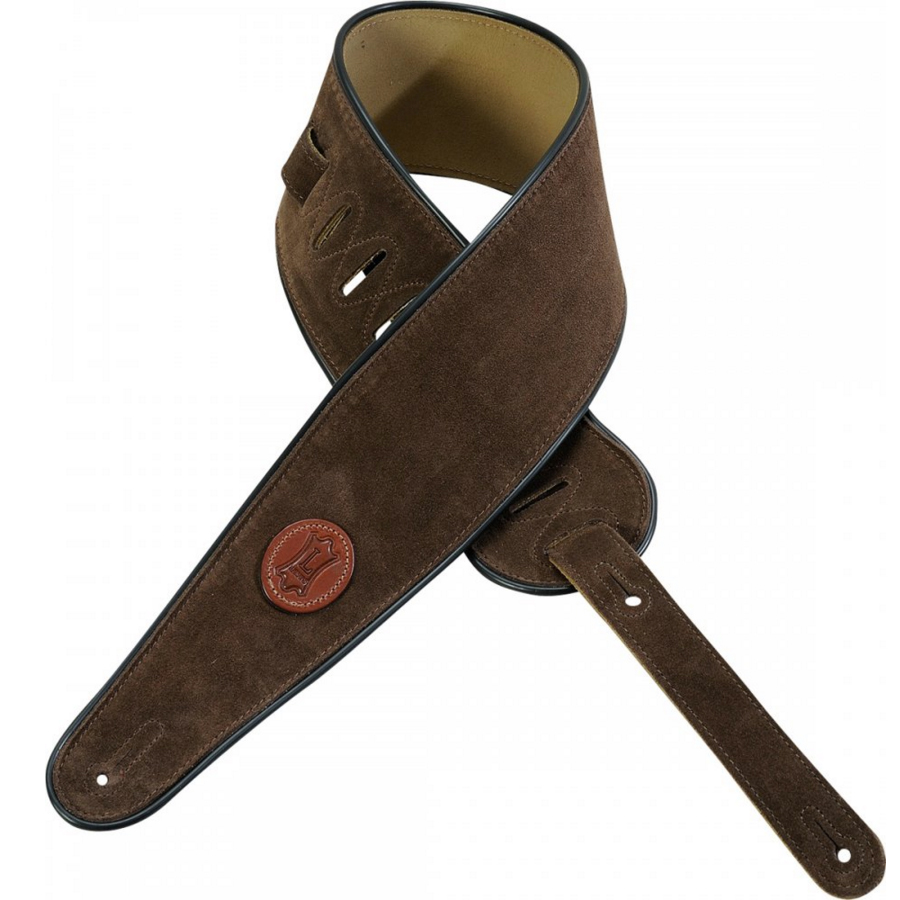 Levys MSS3-4 XL Brown 4-Inch Suede-Leather Guitar Strap with Black ...