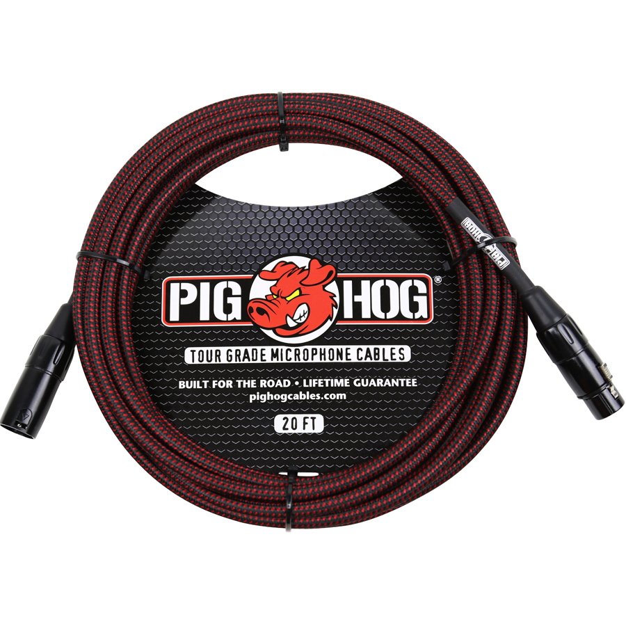 Black & Red Woven - 20ft XLR Cable