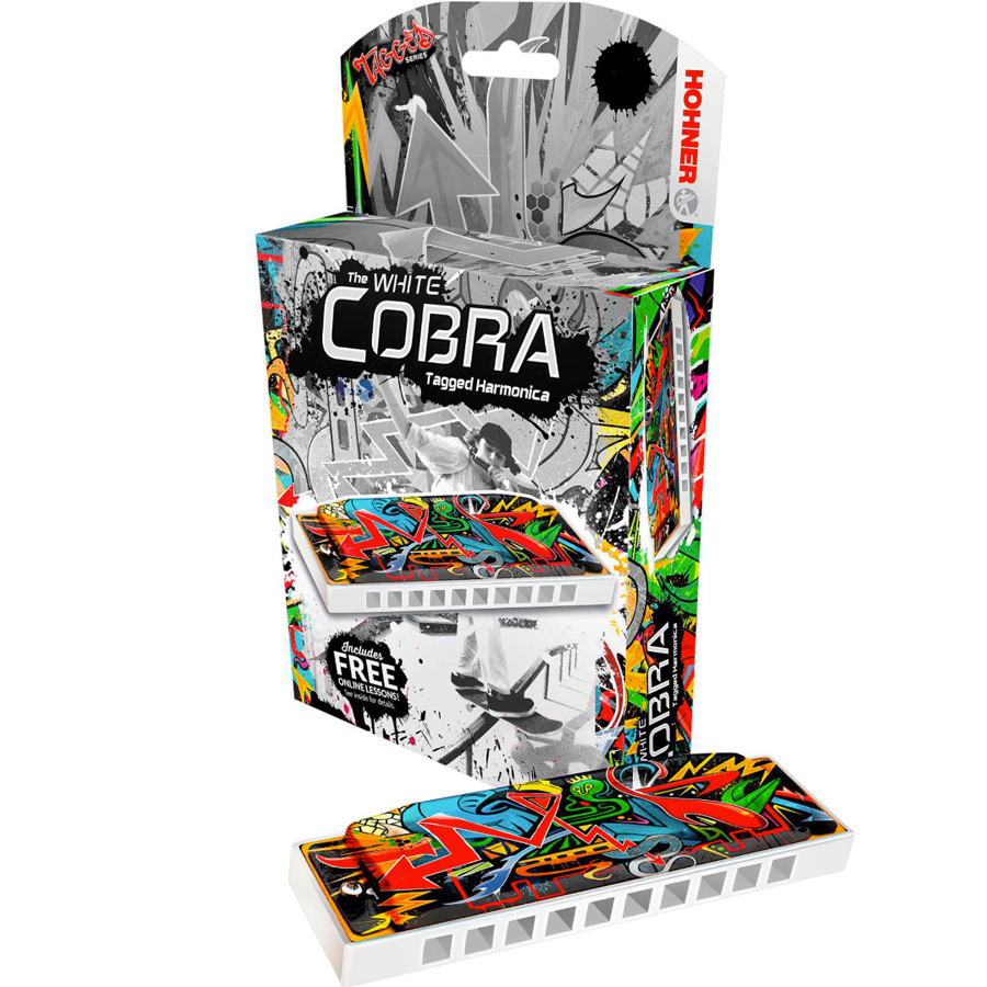 White Cobra Tagged Harmonica - Key of A