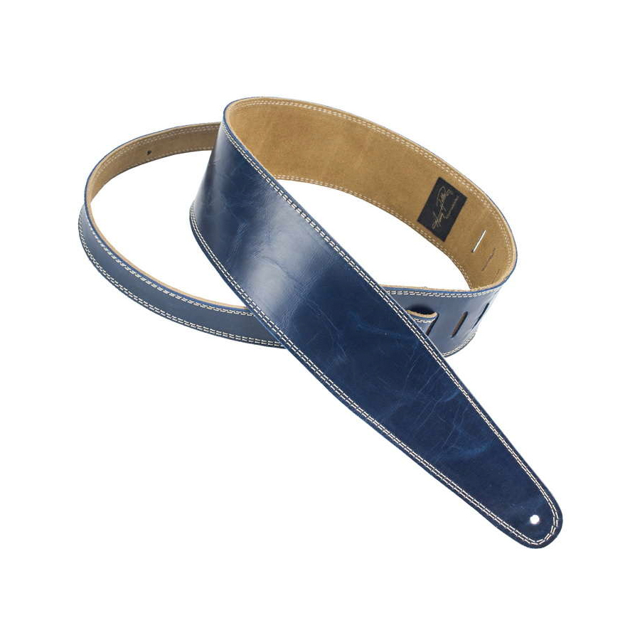 Garment Leather Strap - Vintage Blue with Cream Stitching