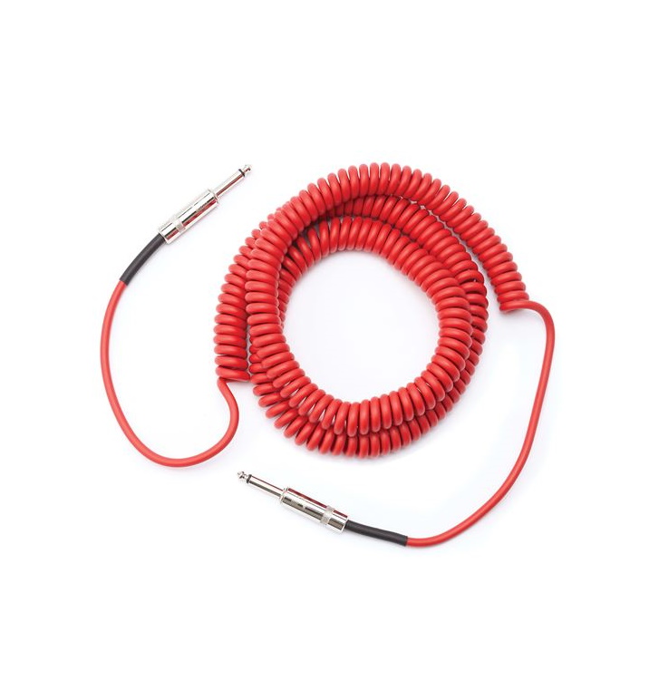 Coiled Guitar Instrument Cable 30 ft Red