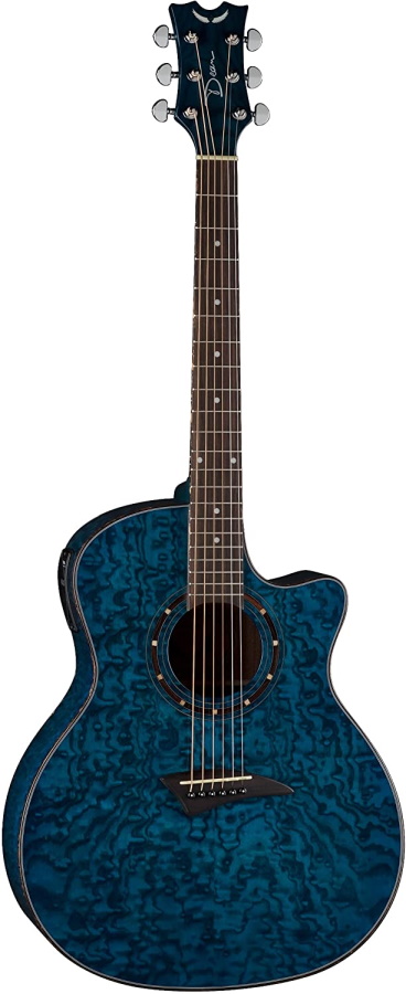 Exotica Quilt Ash Acoustic Electric Guitar with Aphex - Trans Blue