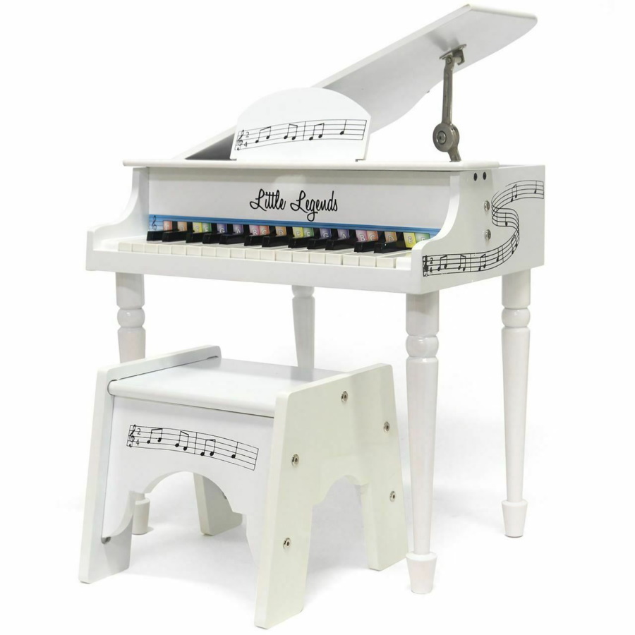 Baby Grand 30-Key Toy Piano w/ Bench White