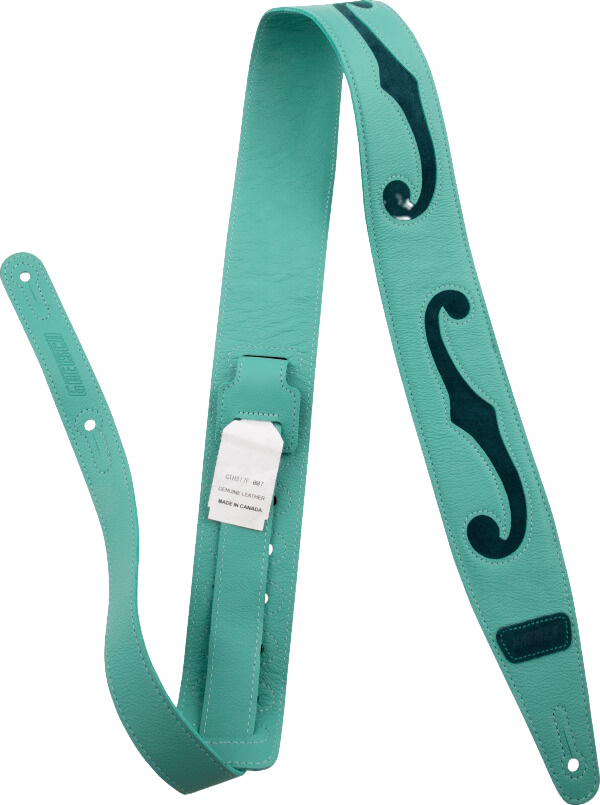 F-Holes Leather Guitar & Bass Strap - Surf Green with Dark Green Accents