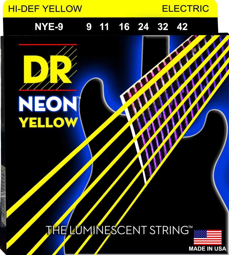 NYE-10 Neon Phosphorescent Electric Guitar Strings - Yellow